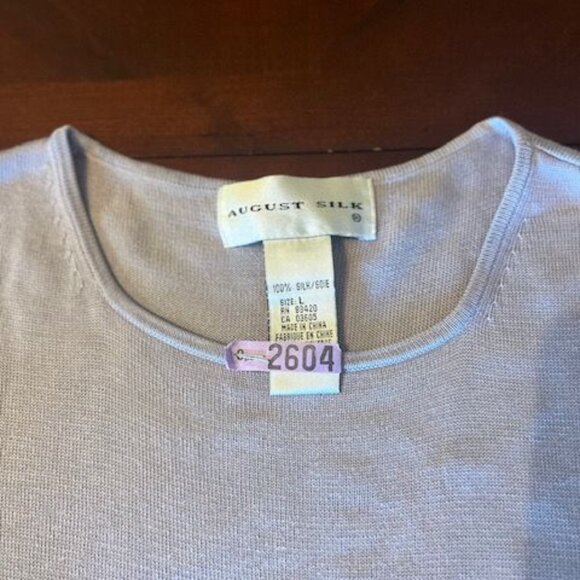 vintage August Silk Womens Sleeveless lilac Top 100% Silk Size L - Picture 3 of 7